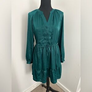 LC Lauren Conrad teal ruffle hem dress, size S